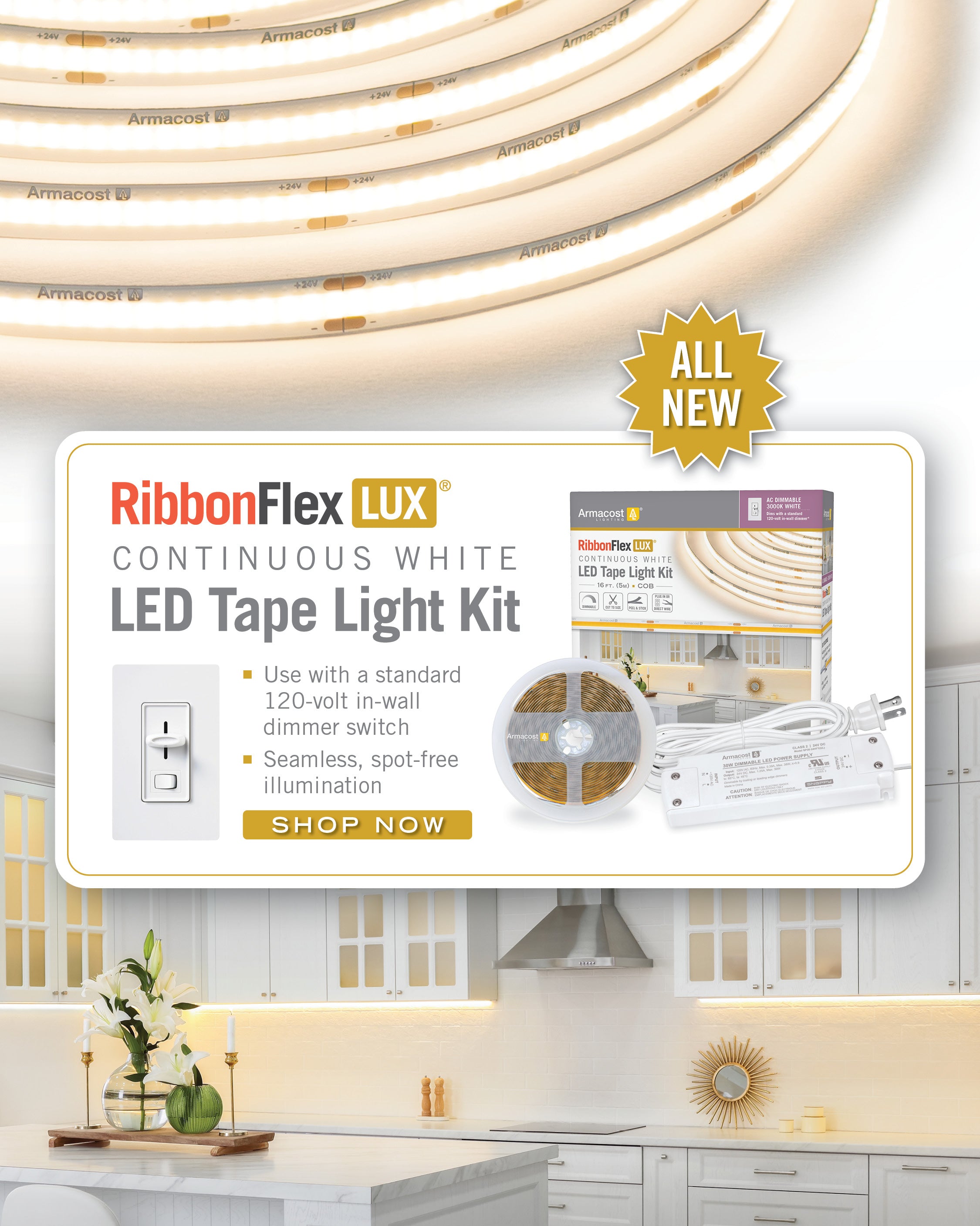 12V White LED Strip Light Tape 30 LED – Armacost Lighting
