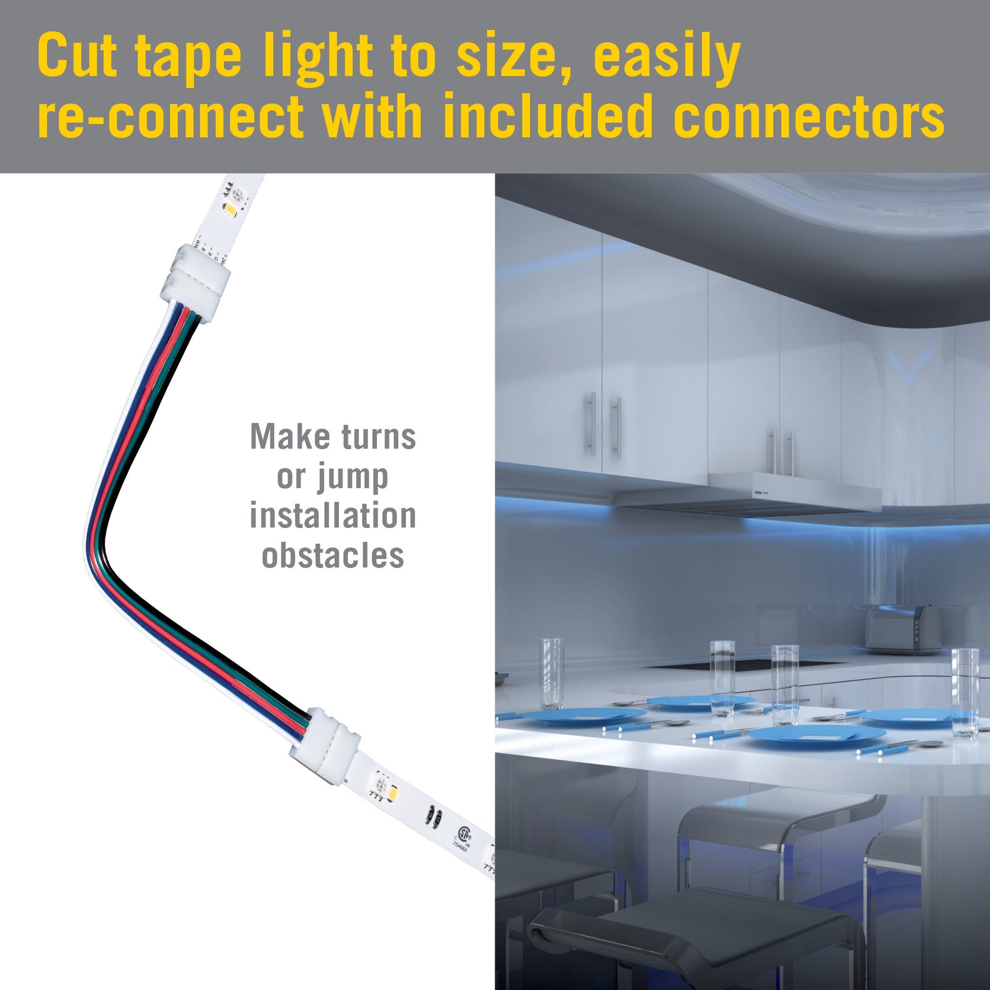 24V RGB+W Hardwire LED Strip Light Kit
