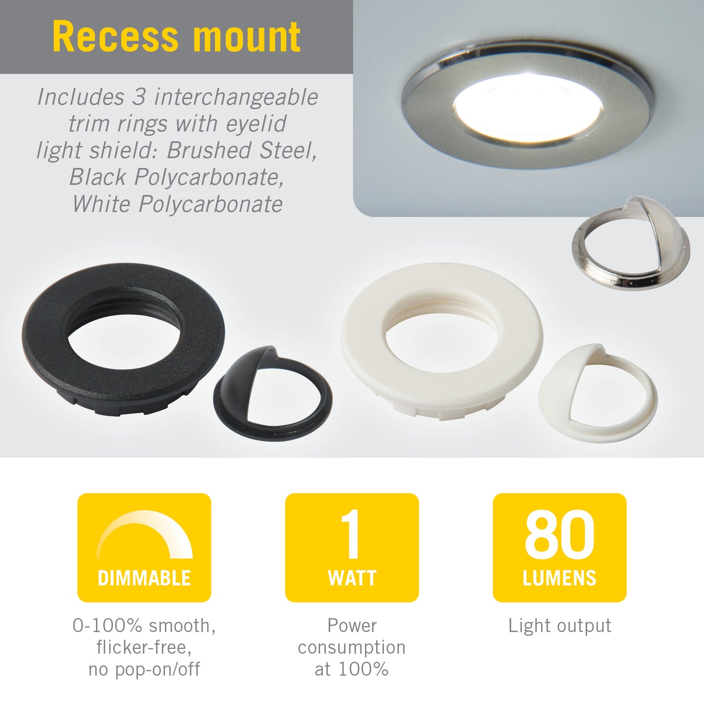 White Mini Indoor Outdoor Recessed LED Light