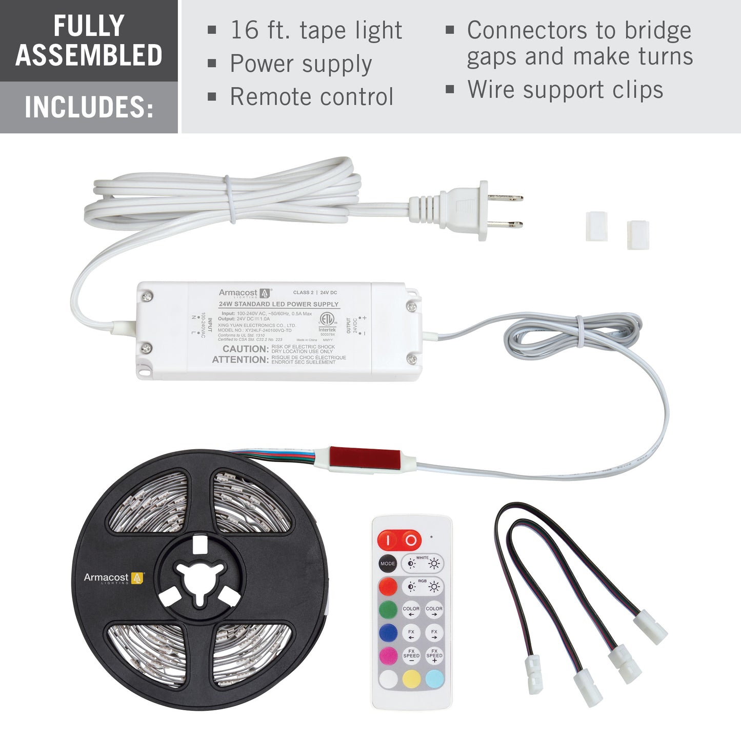 RibbonFlex Home 24V RGB+W Hardwire LED Strip Light Kit