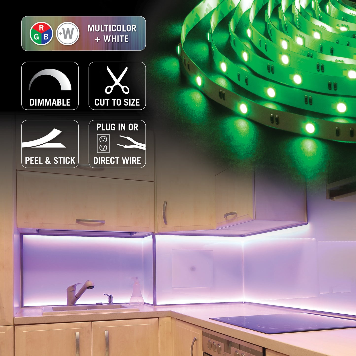 RibbonFlex Home 24V RGB+W Hardwire LED Strip Light Kit