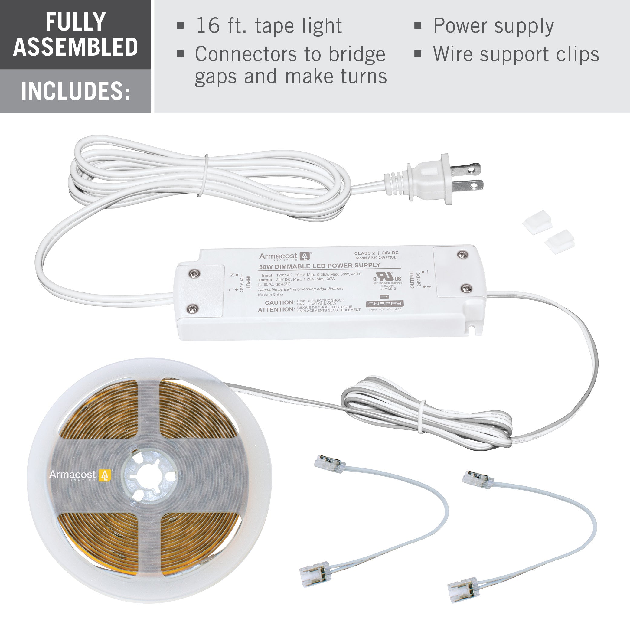 RibbonFlex LUX White COB AC Dimmable LED Tape Light Kit Armacost