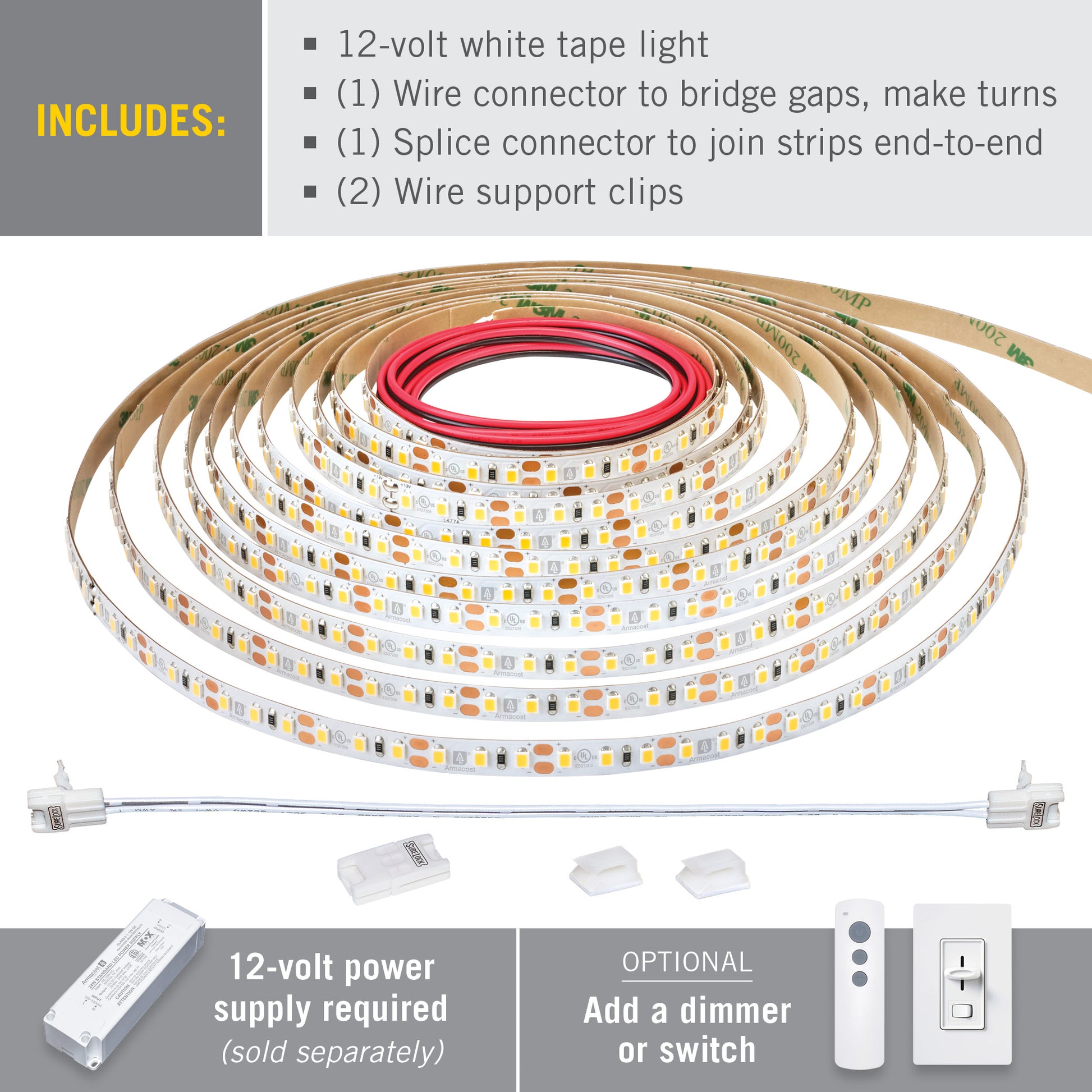 LED strip 12V 2835 120LED/m IP65 max. 12W/m cold white (coil 5m