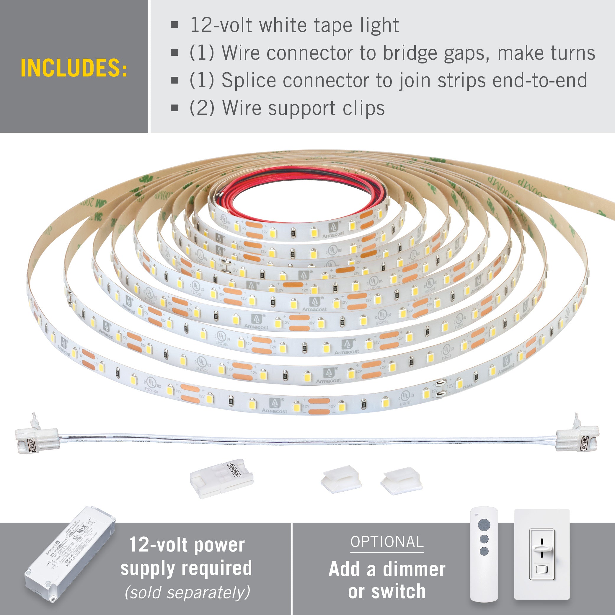 12V 60 LEDs m White LED Strip Lighting Armacost Lighting