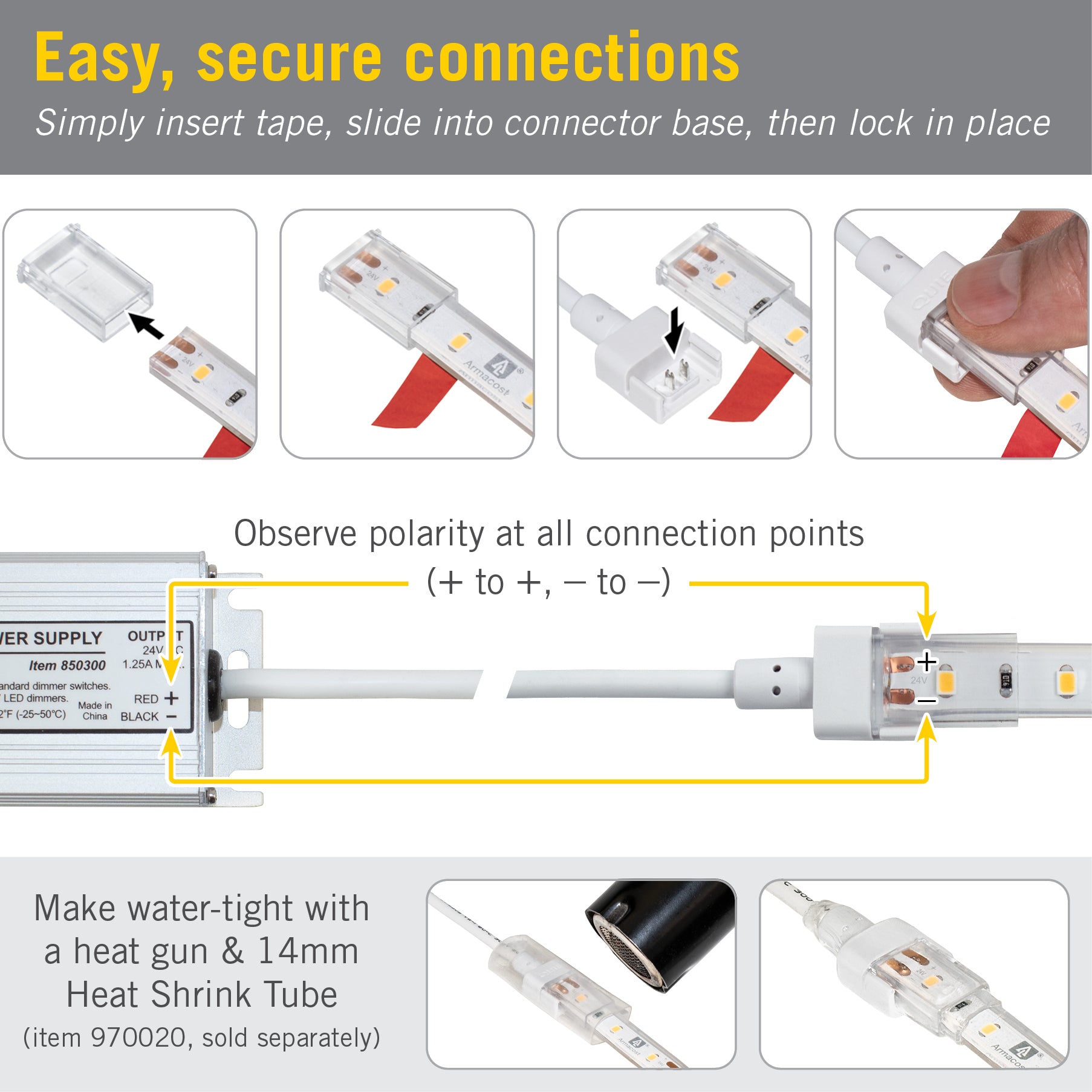 2C LED Strip Outdoor 12 Wire Connector Armacost Lighting