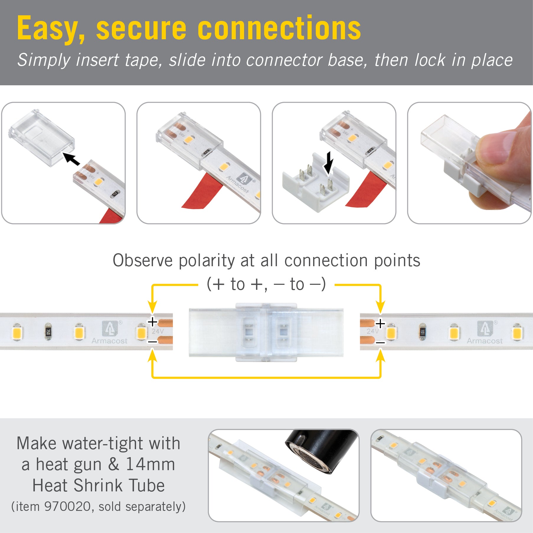 2C Outdoor LED Tape Tape Splice Connector Armacost Lighting