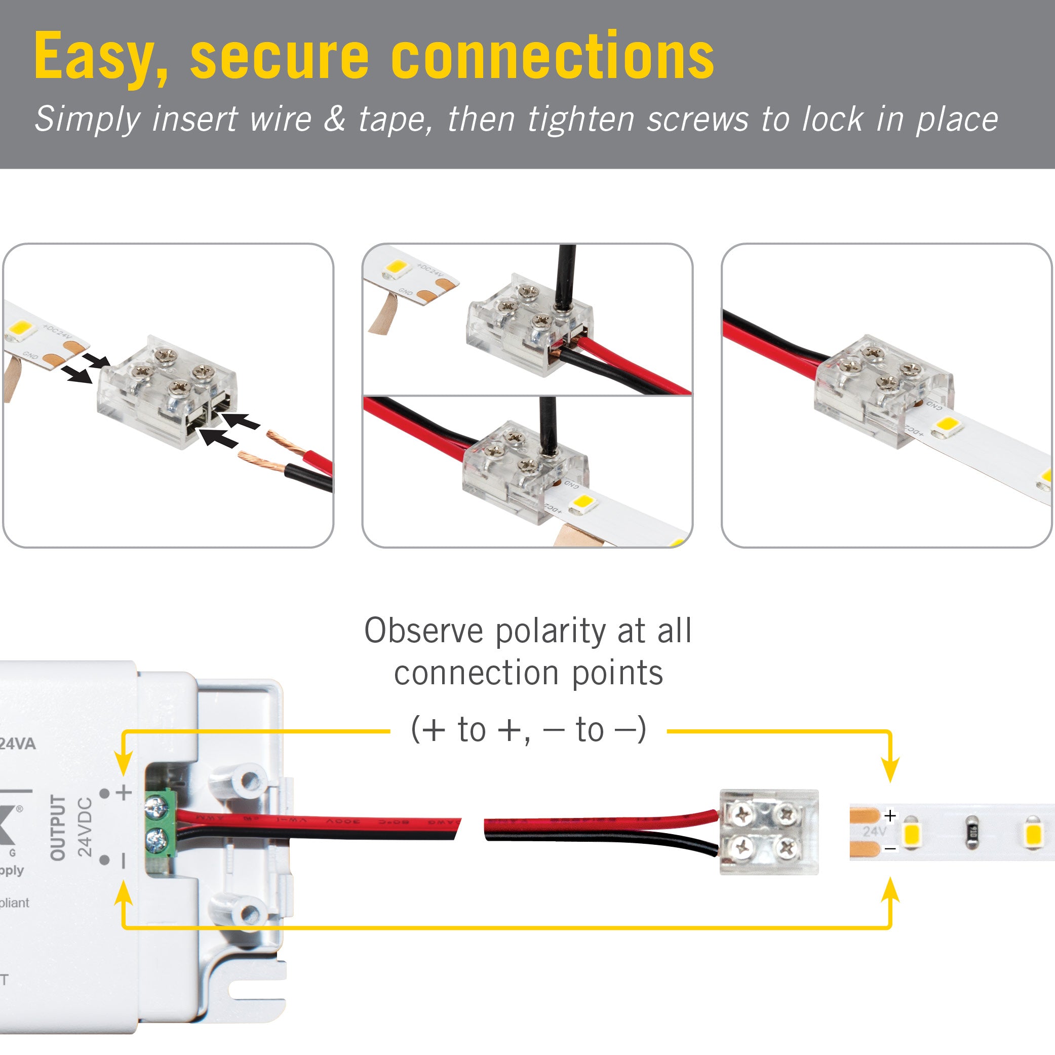 2C LED Tape Light Screw Tape to Wire Connector Armacost Lighting