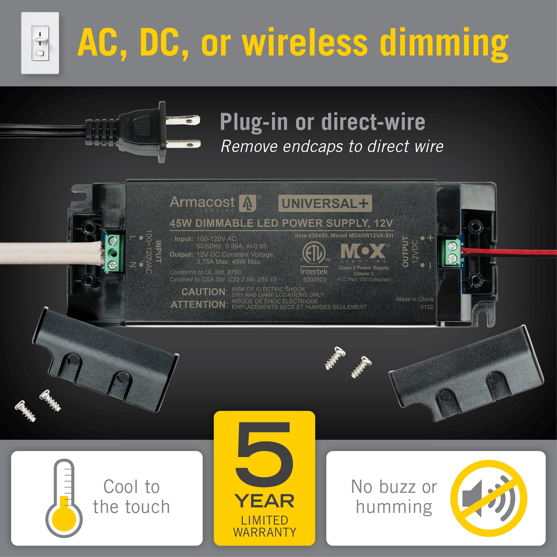 Armacost Lighting Black LED Dimming Driver (120-Watt, 12-Volt DC