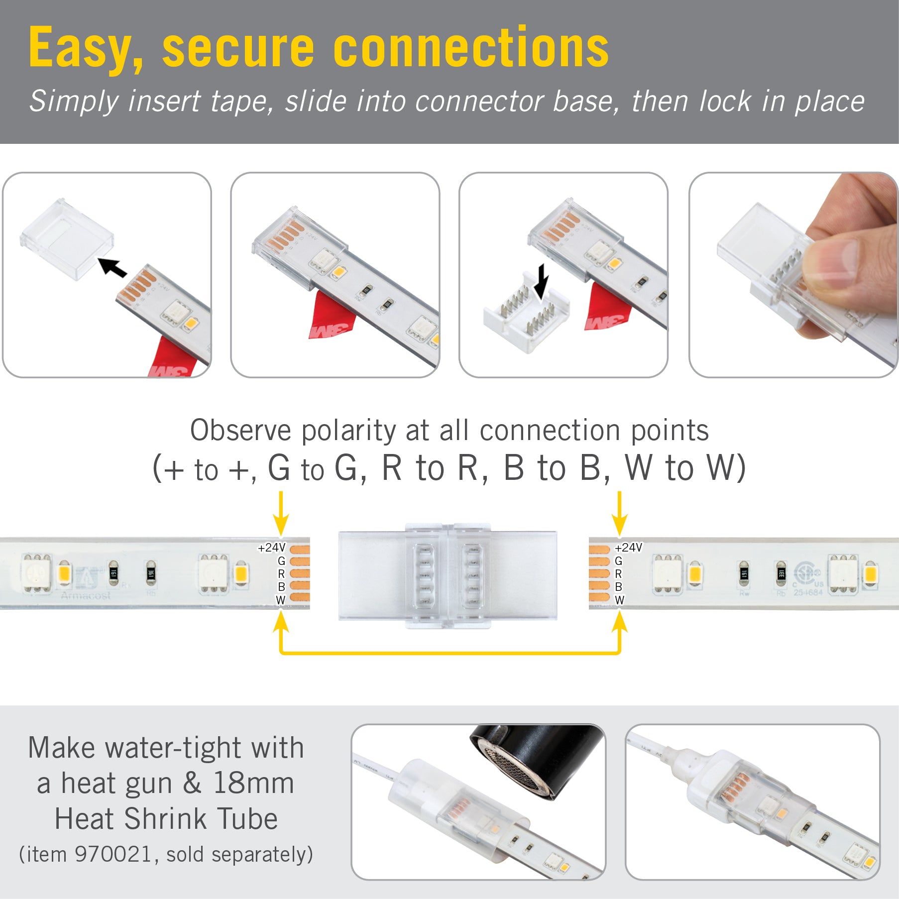 Outdoor LED Strip RGB W Splice Connector Armacost Lighting