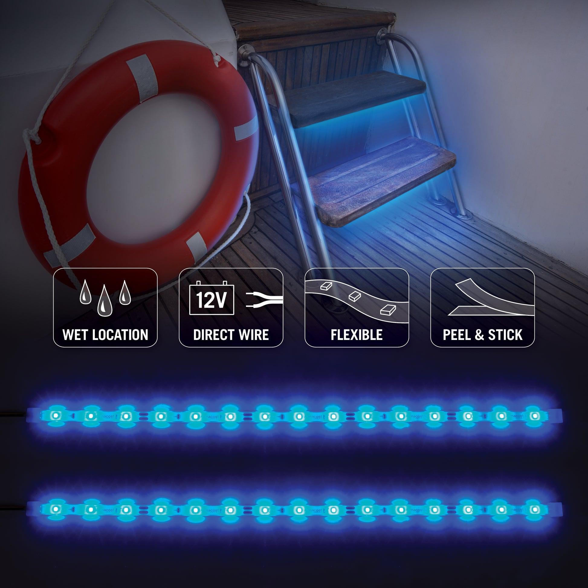 RibbonFlex Pro 18 in. Blue Waterproof IP67 LED Tape Light 30 LEDs/m