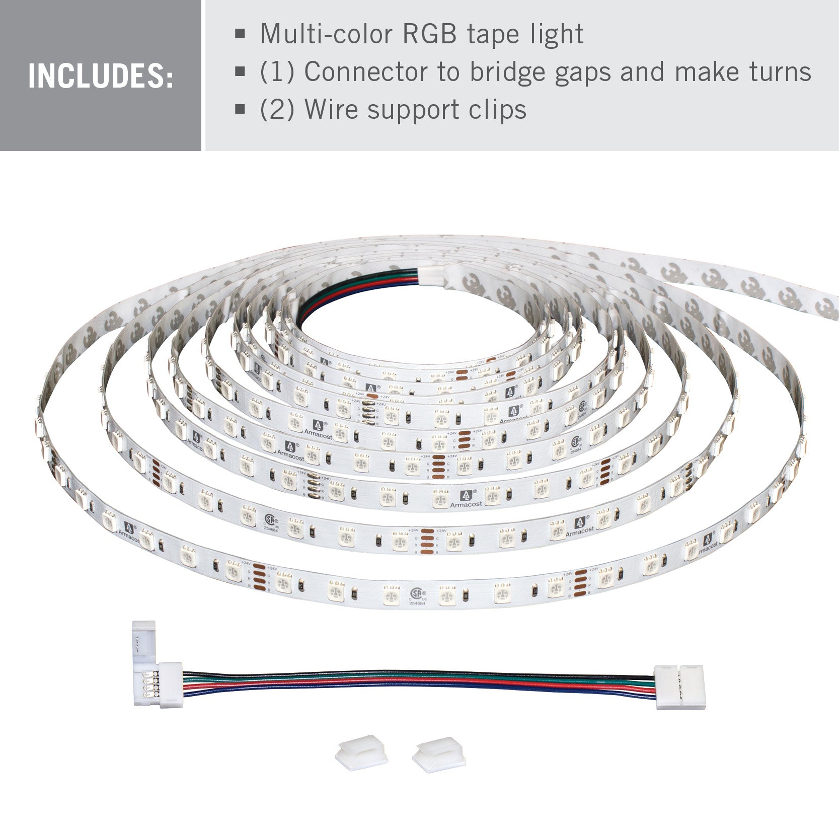 24V RGB LED Strip Light Tape 60 LED m Armacost Lighting