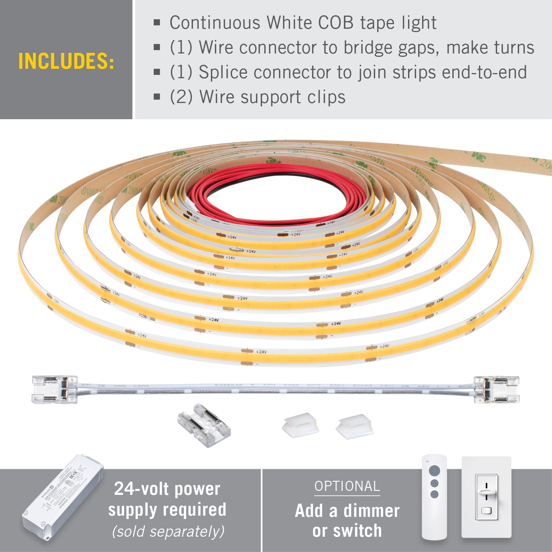 24V White COB LED Strip Light Tape – Armacost Lighting